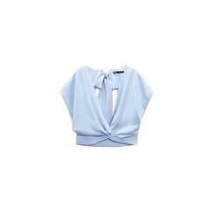 Zara Light Blue Silk Tie Cropped Top